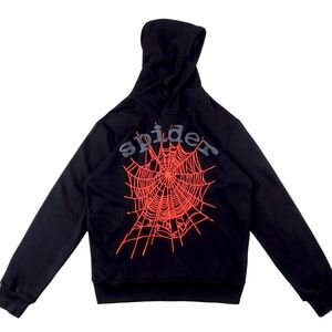 Black Spider Hoodie. Young Thug. Rhinestones Size XL. Black/Red NWT
